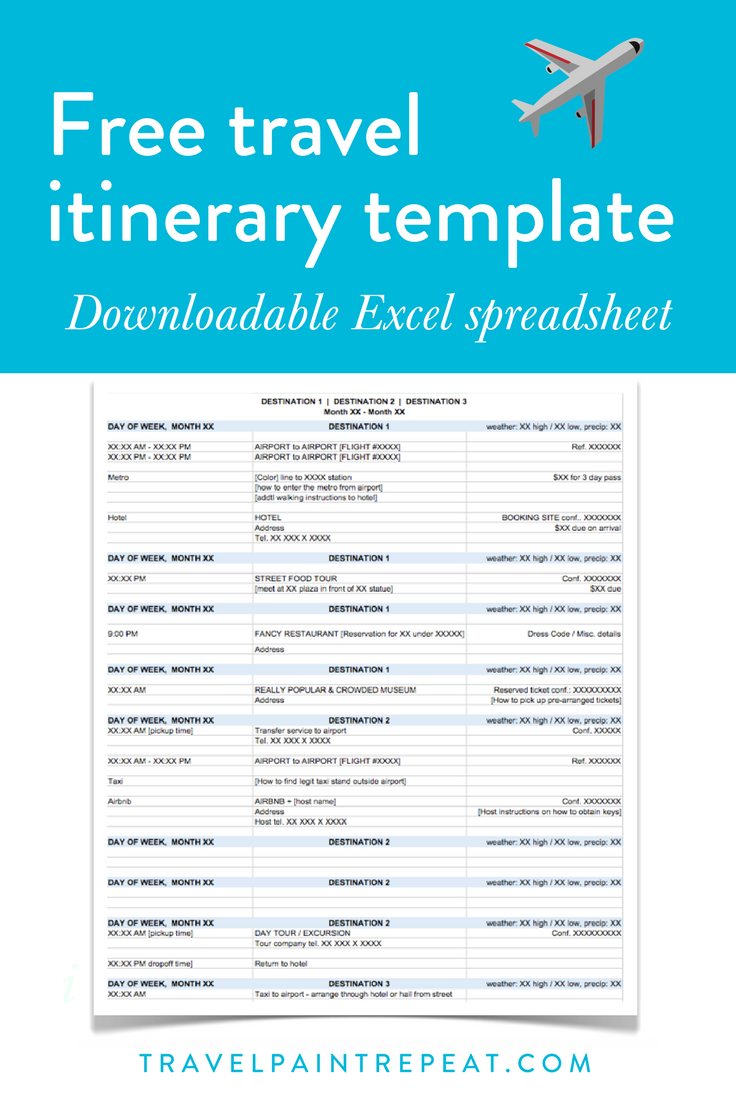 Sample Business Travel Itinerary Template