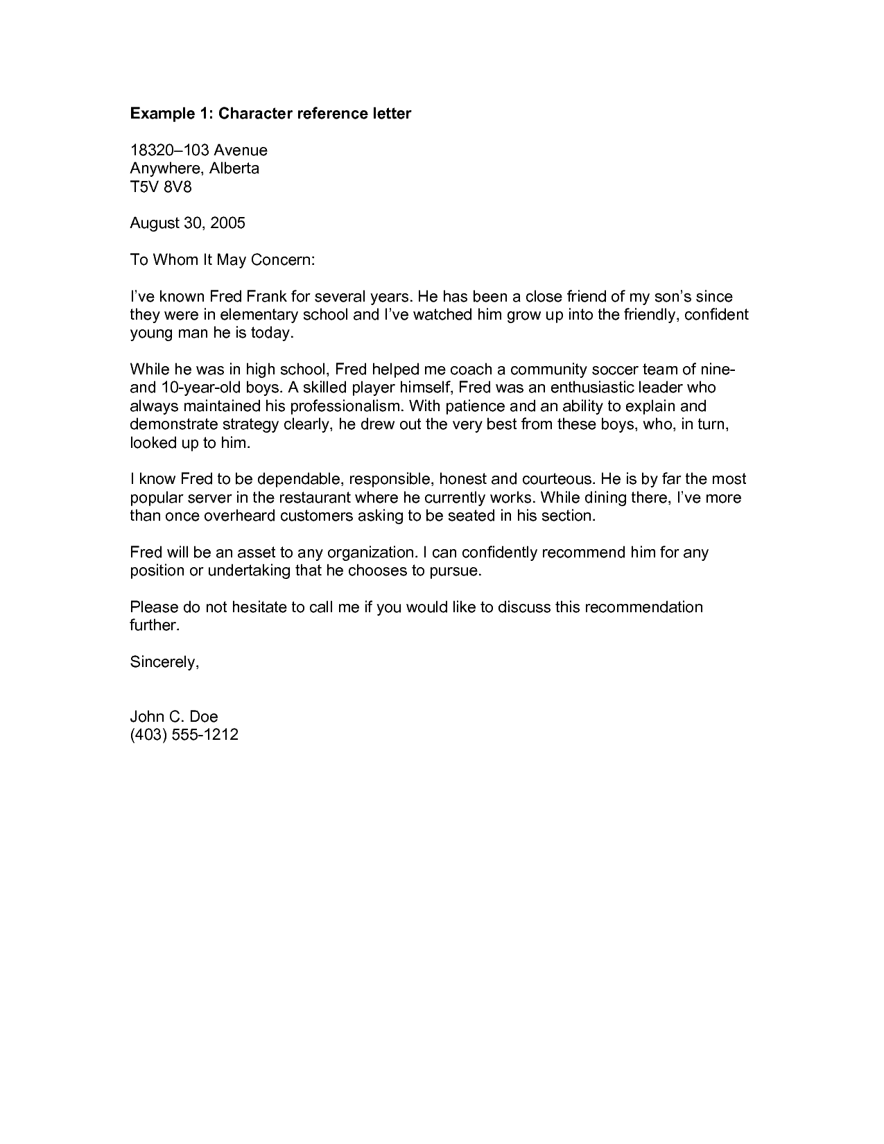 Character Reference Letter For A Friend Business Mentor