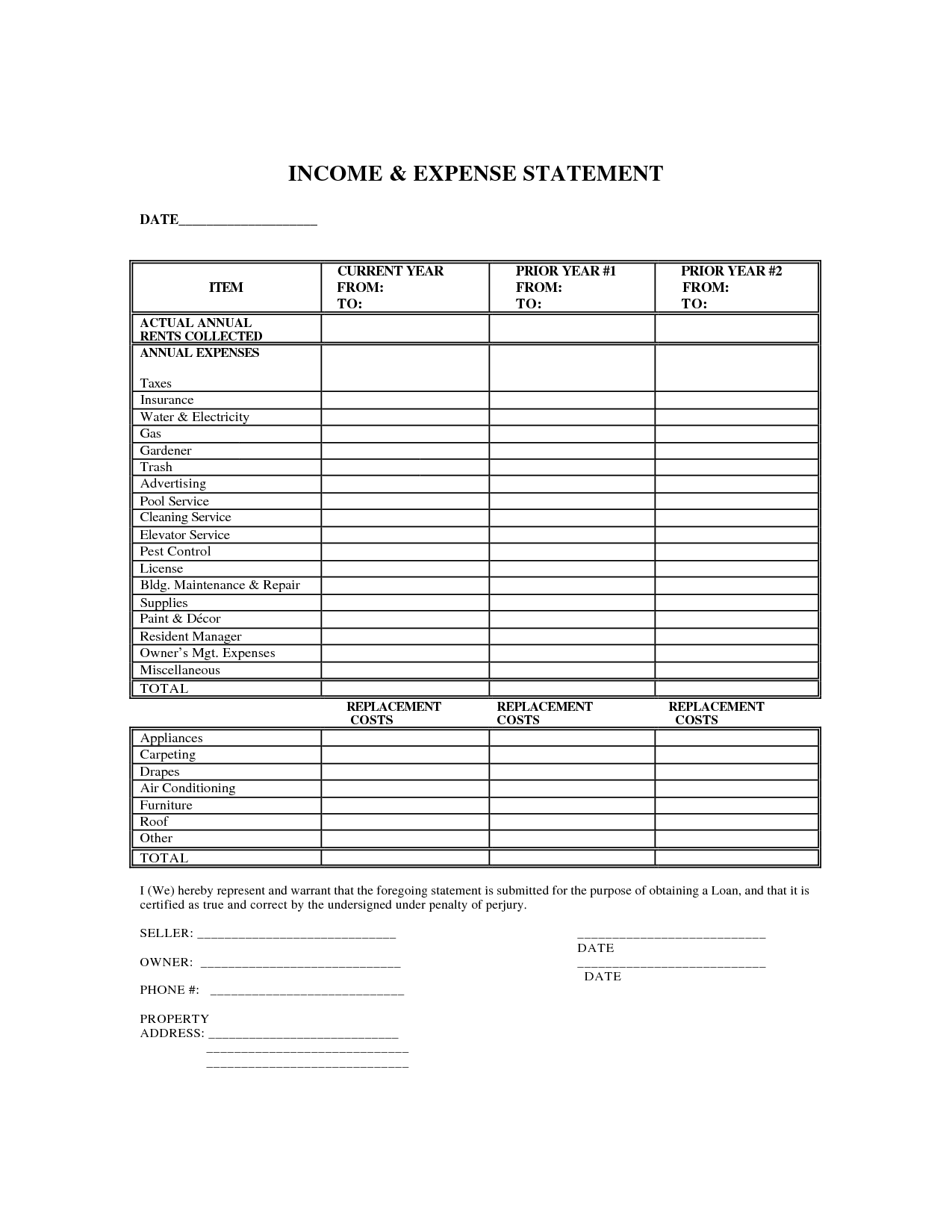 Profit and Loss Statement Templates Image