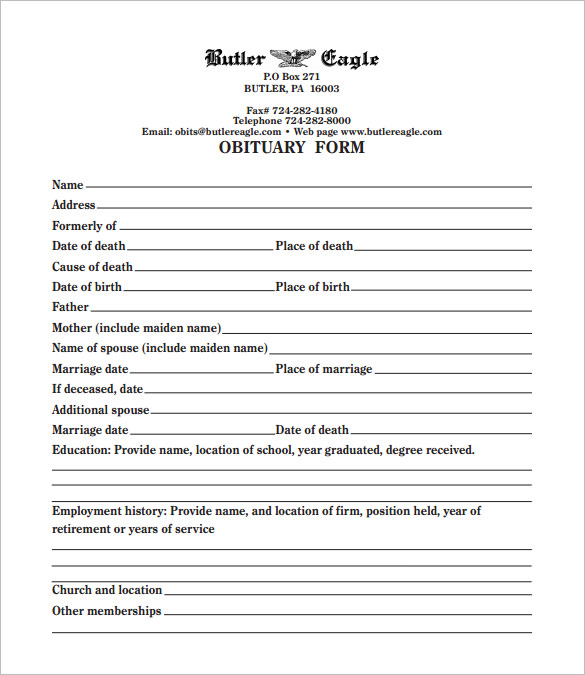 Write Your Own Obituary Template Business Mentor